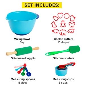 Tasty Kids Cookie Kitchen Set 23 Piece Baking Decorating Cutters Measuring kit